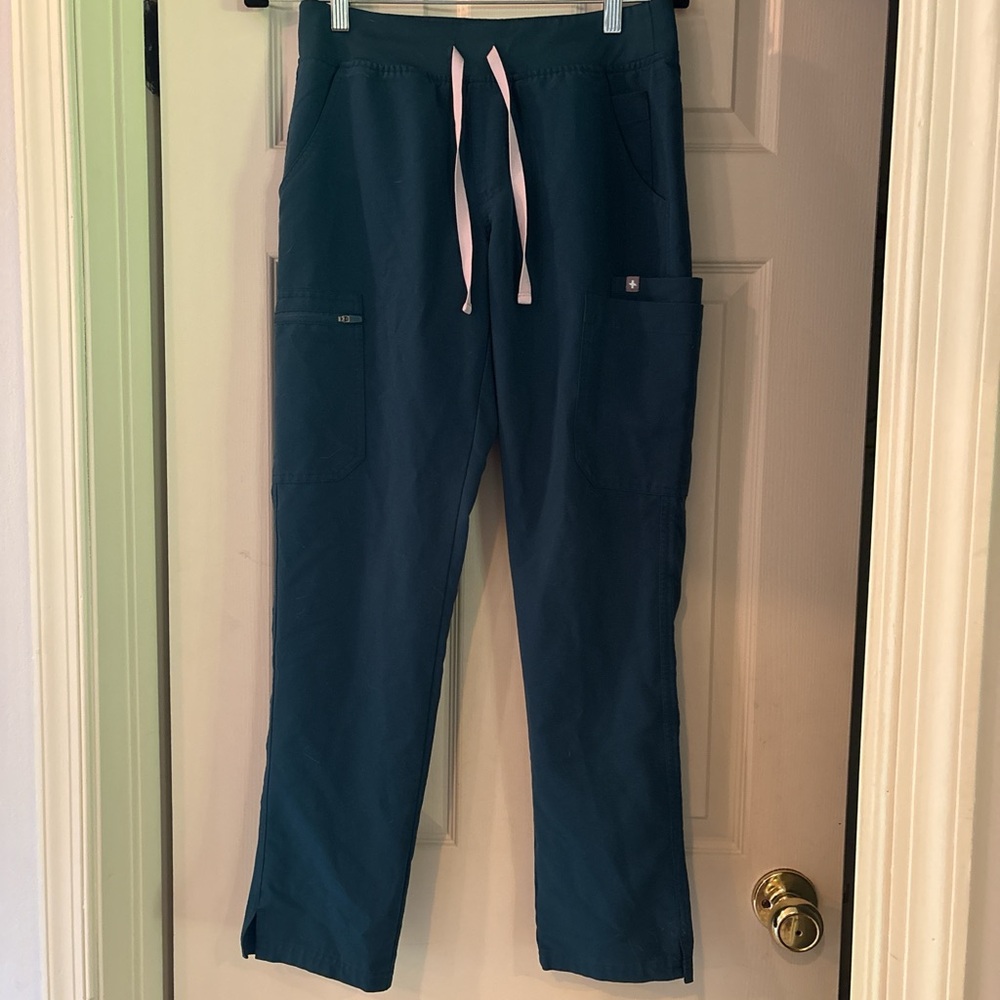 FIGS cargo pants with Pink Drawstring